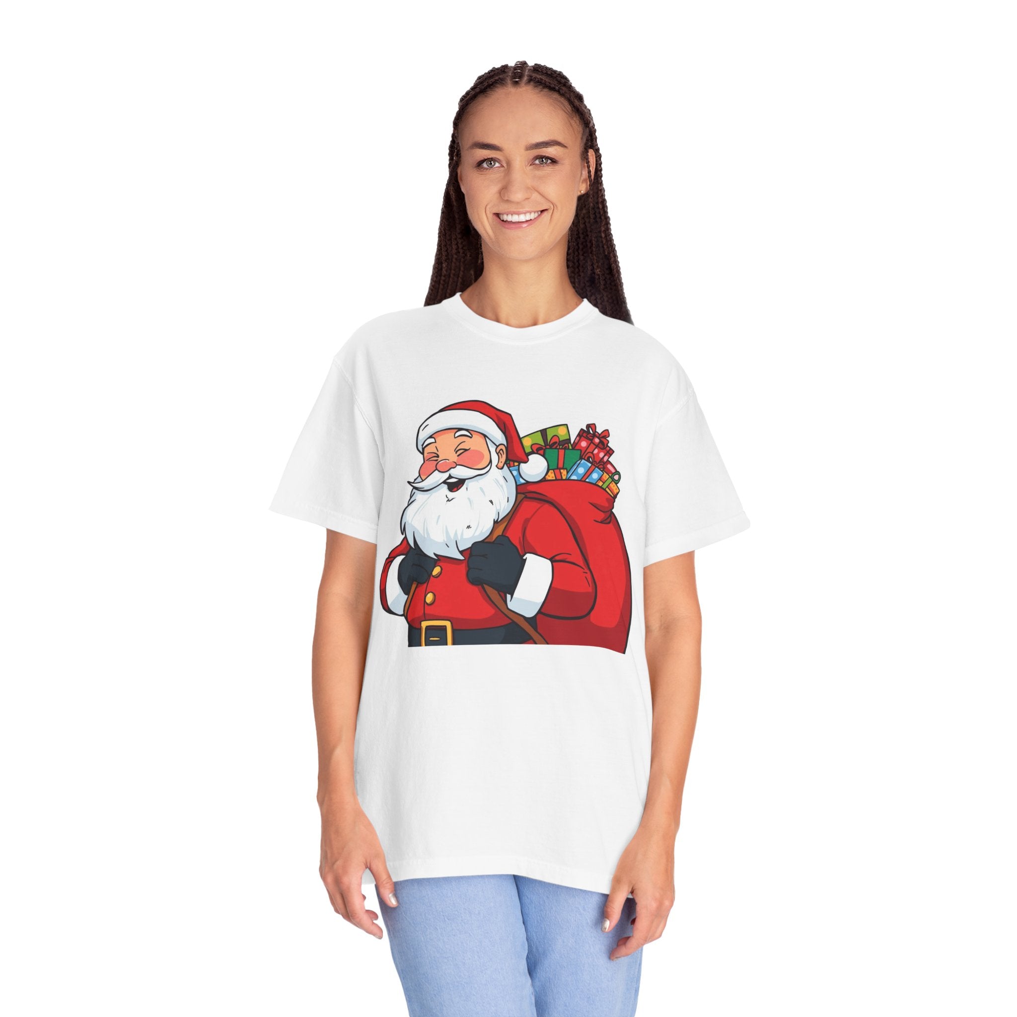 Santa Claus Christmas T-Shirt – Jolly Santa with Gift Sack Holiday Tee